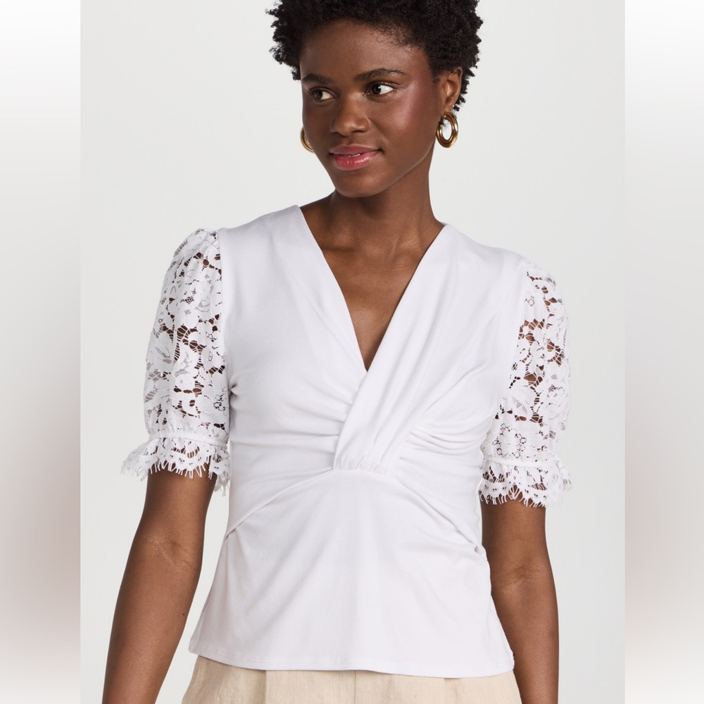 Generation Love Bree Lace Combo Top, Size L Large, White